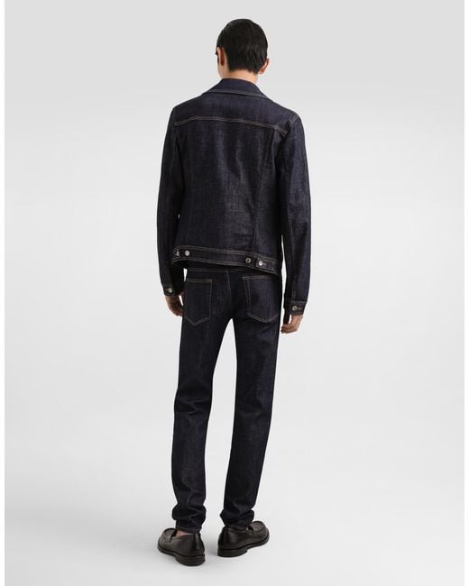 Dolce & Gabbana Blue Cotton Denim Jacket With Patch for men