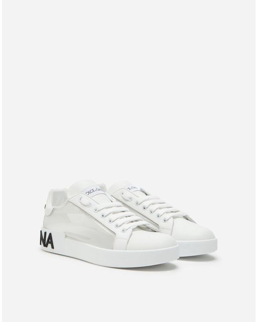 Dolce & Gabbana Portofino Sneakers In Nappa Leather & Mesh in White/Black  (White) - Save 13% | Lyst