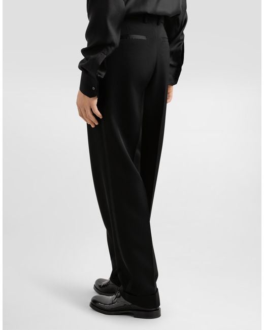 Dolce & Gabbana Wool Gabardine Trousers in Black für Herren