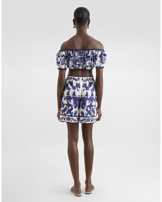 Dolce & Gabbana Blue Dg Exclusive Majolica- Cotton Top