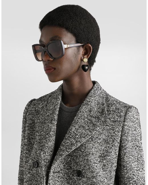 Dolce & Gabbana Gray Short Double-Breasted Coat