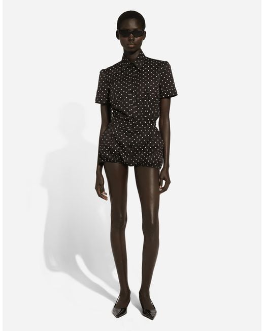 Dolce & Gabbana ドットプリント コットン プレイスーツ Black