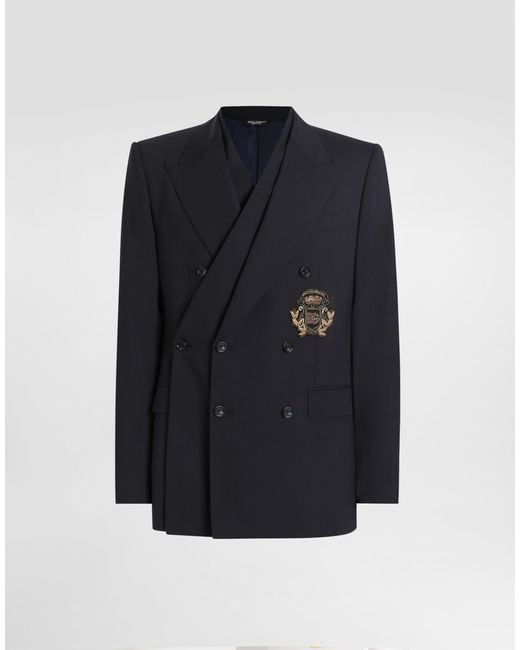 Dolce & Gabbana Zweireihige Jacke Sicilia Aus Wolle in Blue für Herren