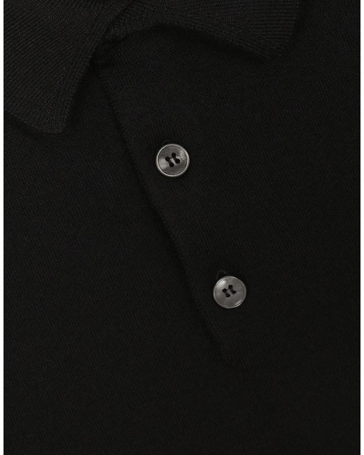 Dolce & Gabbana Black Extra-Fine Cashmere Polo-Shirt for men