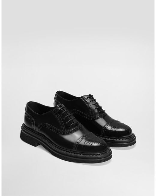 Dolce & Gabbana Black Brushed Calfskin Oxfords for men