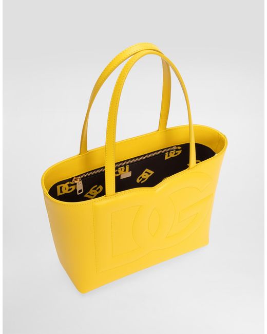 Dolce & Gabbana Yellow Kleiner Shopper Dg Logo Bag Aus Kalbsleder