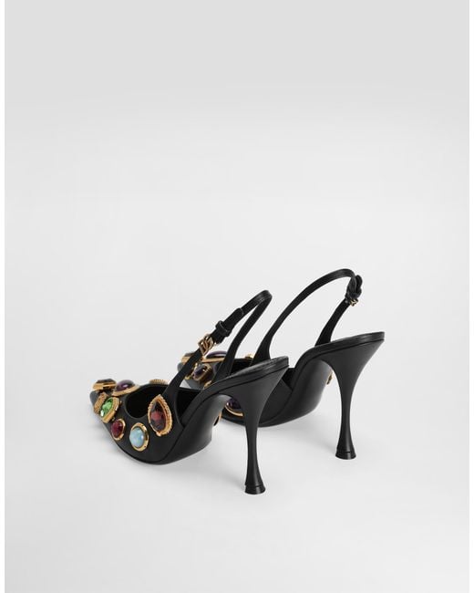 Dolce & Gabbana Slingback With Stone Embroidery White