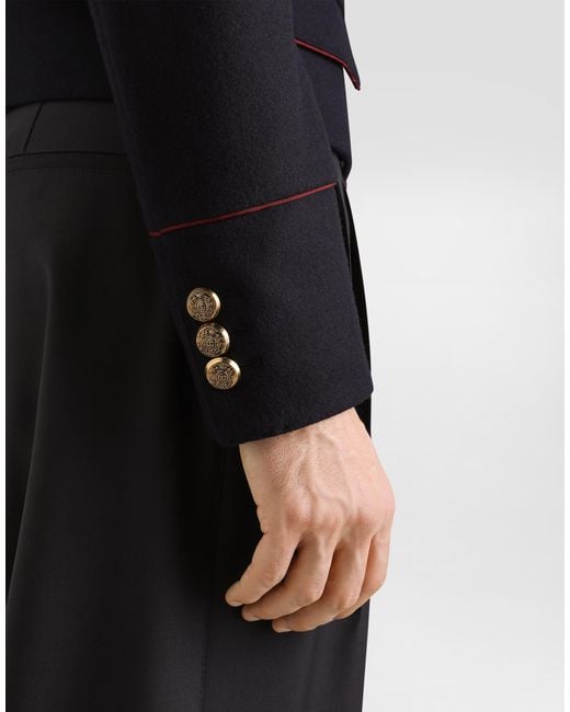 Dolce & Gabbana Black Double-Breasted Wool Frock Coat for men