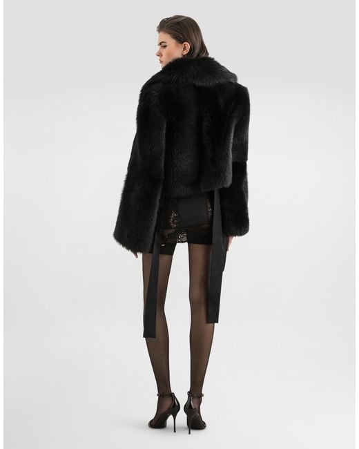 Dolce & Gabbana Black Shearling Bolero Jacket