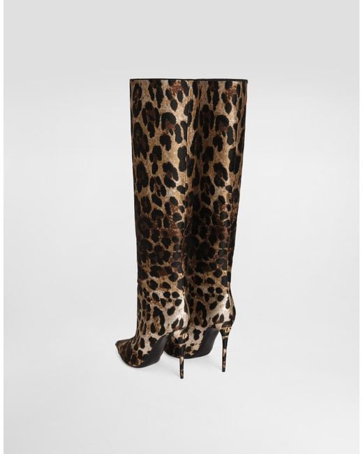 Dolce & Gabbana Black Leopard Knee-high Boots 105