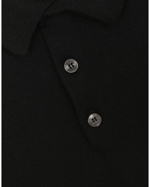 Dolce & Gabbana Black Extra-Fine Cashmere Polo-Shirt for men