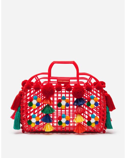 Dolce & Gabbana Red Pvc Kendra Shopping Bag With Embroidery