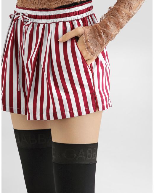 Dolce & Gabbana Red Striped Poplin Culottes Shorts