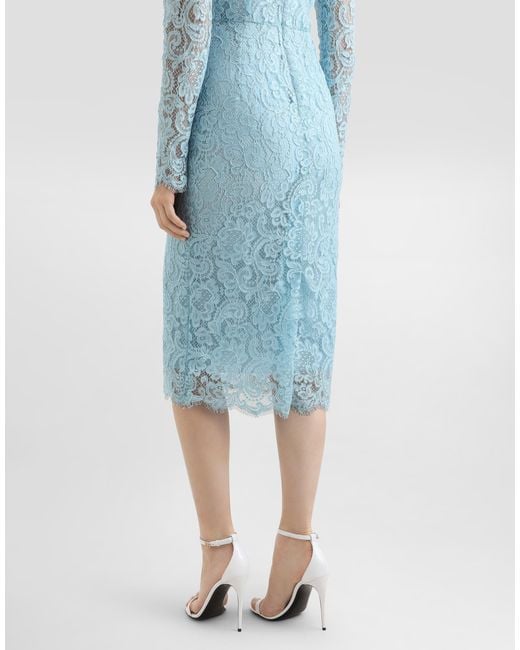 Dolce & Gabbana Blue Cordonetto Lace Sheath Dress