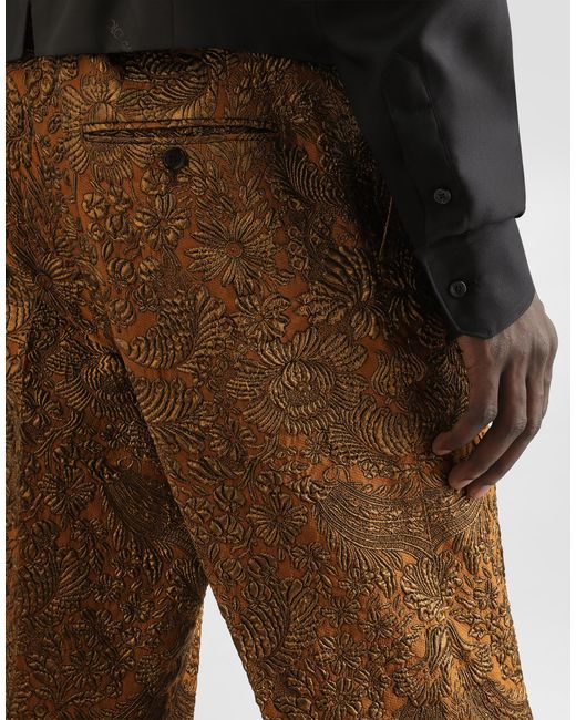 Dolce & Gabbana Brown Brocade Trousers for men