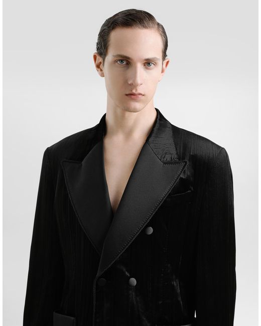 メンズ Dolce & Gabbana ベルベット ダブルブレストジャケット Black