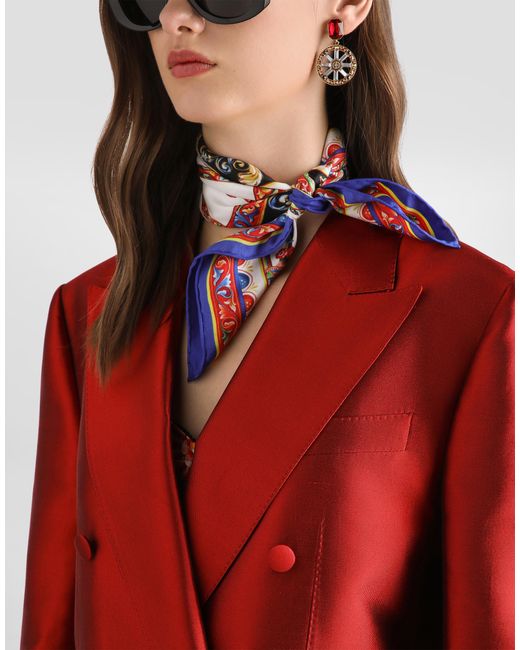 Dolce & Gabbana Red Double-Breasted Mikado Jacket