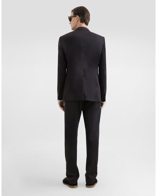 Dolce & Gabbana Blue Single-Breasted Taormina Wool Canvas Jacket for men