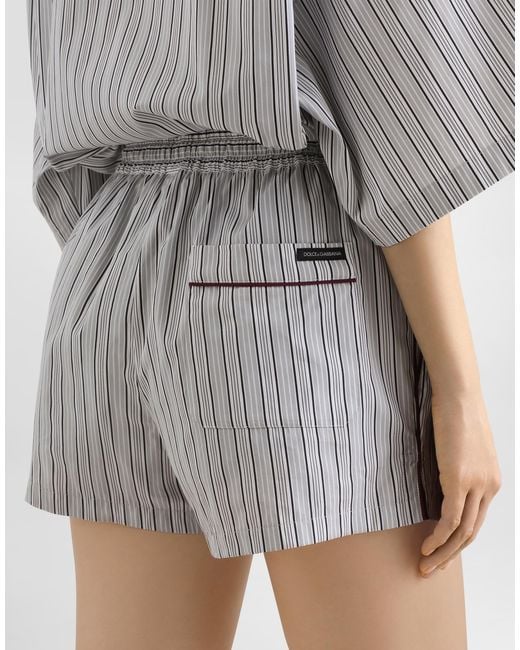 Dolce & Gabbana White Striped Poplin Culottes Shorts
