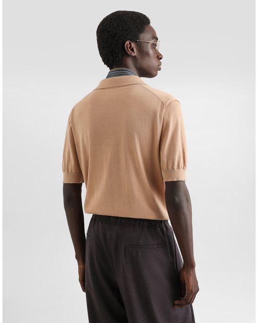 Dolce & Gabbana Natural Cashmere Polo Shirt for men
