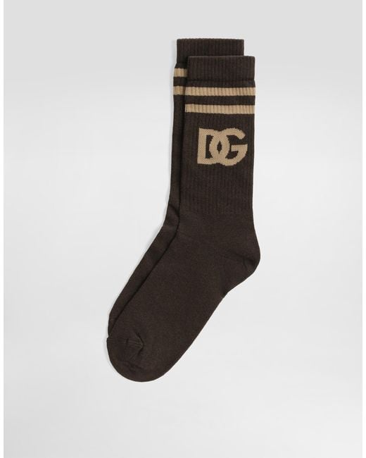 Dolce & Gabbana Black Dg Logo Shaved Sock for men