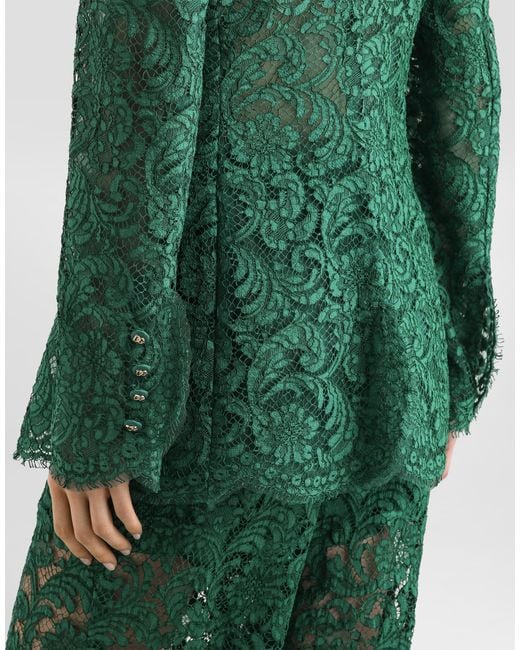 Dolce & Gabbana レディース グリーン Double-Breasted Lace Jacketの