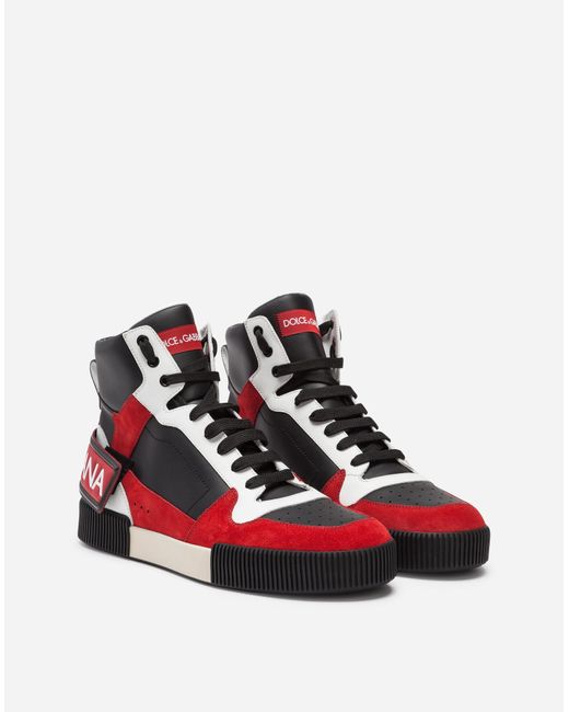 Dolce & Gabbana Miami High-top Leather Sneakers in Black Red Print (Red ...