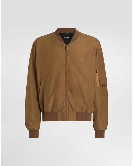 Dolce & Gabbana Brown Technical Fabric Bomber Jacket With Tag for men