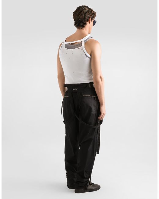 Dolce & Gabbana White Distressed Jersey Tank Top for men