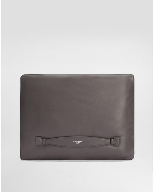Dolce & Gabbana Gray Calfskin Nappa Leather Pouch for men