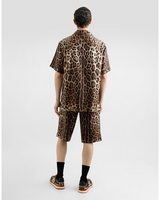 Dolce & Gabbana Multicolor Silk Shirt With Leopard for men