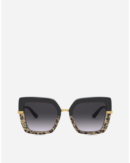 Dolce & Gabbana Black Half Print Sunglasses