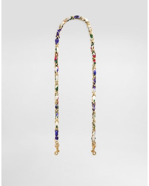 Dolce & Gabbana White Bejeweled Chain Strap