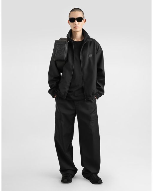 Dolce & Gabbana Black Wool Jacket With A High Neck And Tag for men