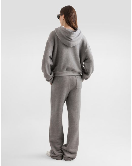 Dolce & Gabbana Gray Fleece Hoodie With Embroidery