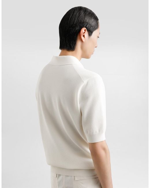 Dolce & Gabbana Natural Cotton Polo-Shirt With Logo Tag for men