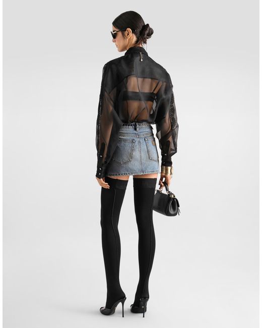Minijupe En Denim Avec Broderies Dolce & Gabbana en coloris Blue