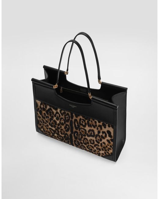 Dolce & Gabbana Black Sicily Large Shopping Bag With Embroidery