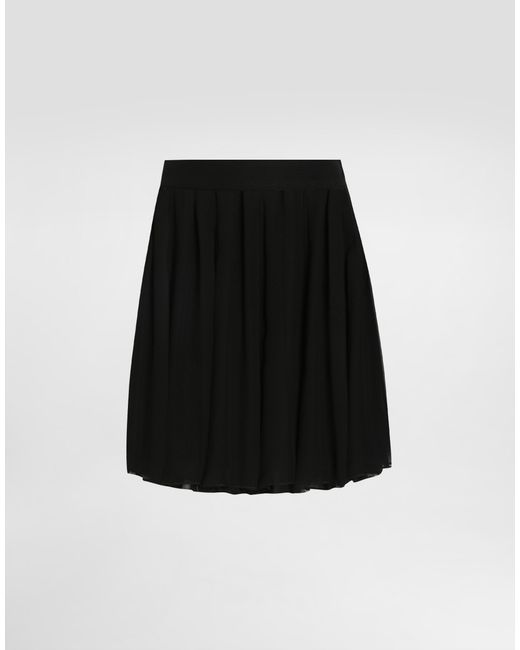Dolce & Gabbana Black Pleated Chiffon Skirt