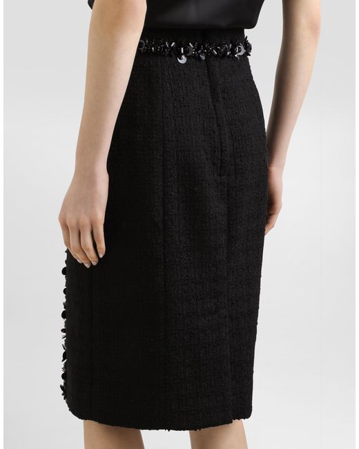 Dolce & Gabbana Black Stretch Mat Sheath Skirt