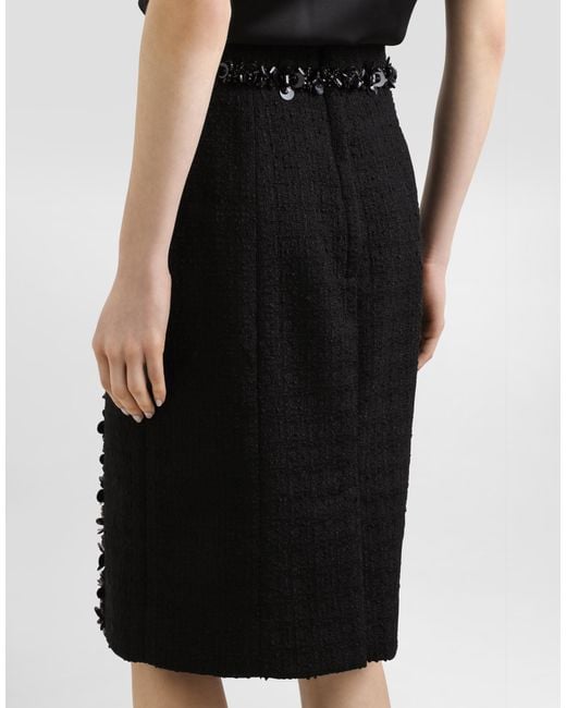 Dolce & Gabbana Black Stretch Mat Sheath Skirt
