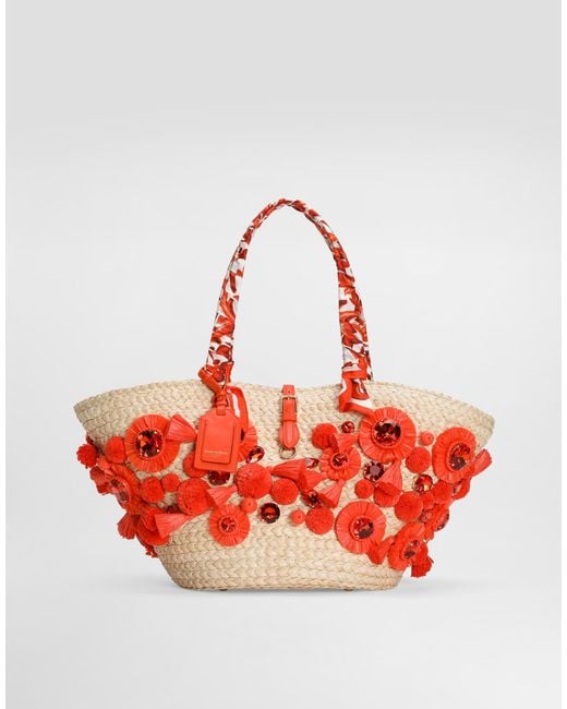 Dolce & Gabbana Red Coffa Capri Bag With Embroidery
