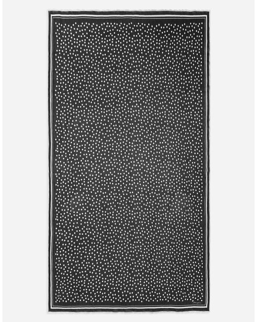 Dolce & Gabbana ストール 120X200 シルク ドットプリント Gray