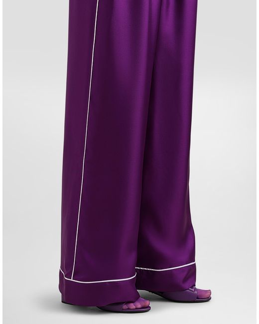Dolce & Gabbana Purple Silk Twill Vanity Pants