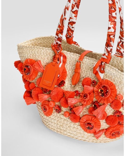 Dolce & Gabbana Red Coffa Capri Bag With Embroidery