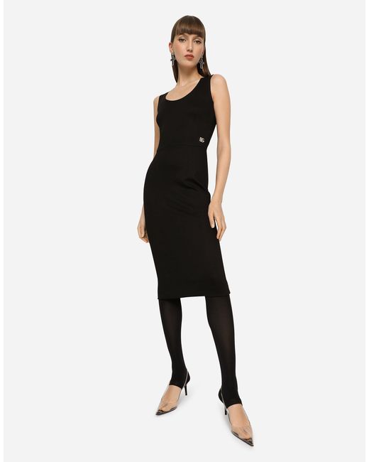 Dolce & Gabbana ミディドレス ノースリーブ ミラノリブ Black