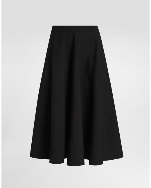 Dolce & Gabbana Black Wool Midi Skirt
