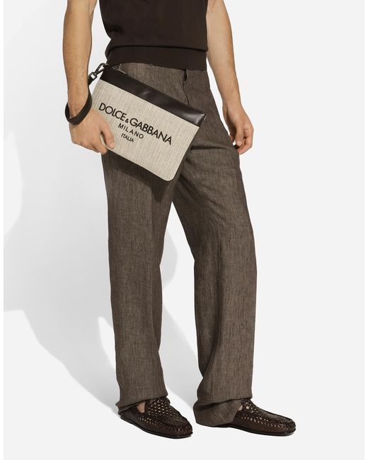 メンズ Dolce & Gabbana キャンバス ポーチ Natural