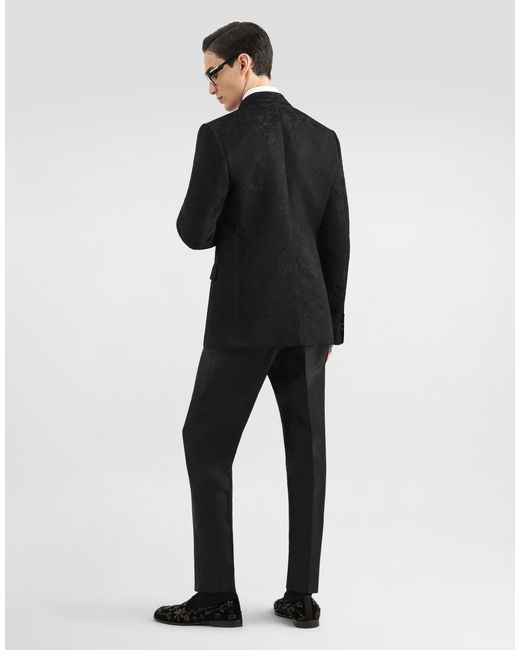 Dolce & Gabbana Black Sicilia Light Double-Breasted Brocade Jacket for men