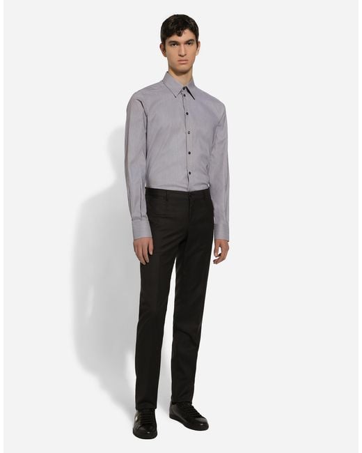 Dolce & Gabbana Blue Cotton Martini-Fit Shirt for men